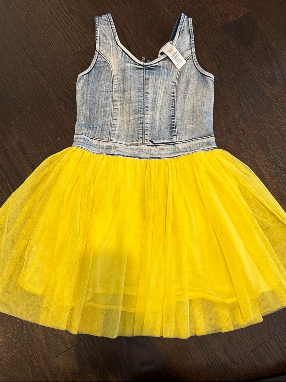 Guess Girls Denim Yellow Tulle Skirt Dress Size Small 6/7